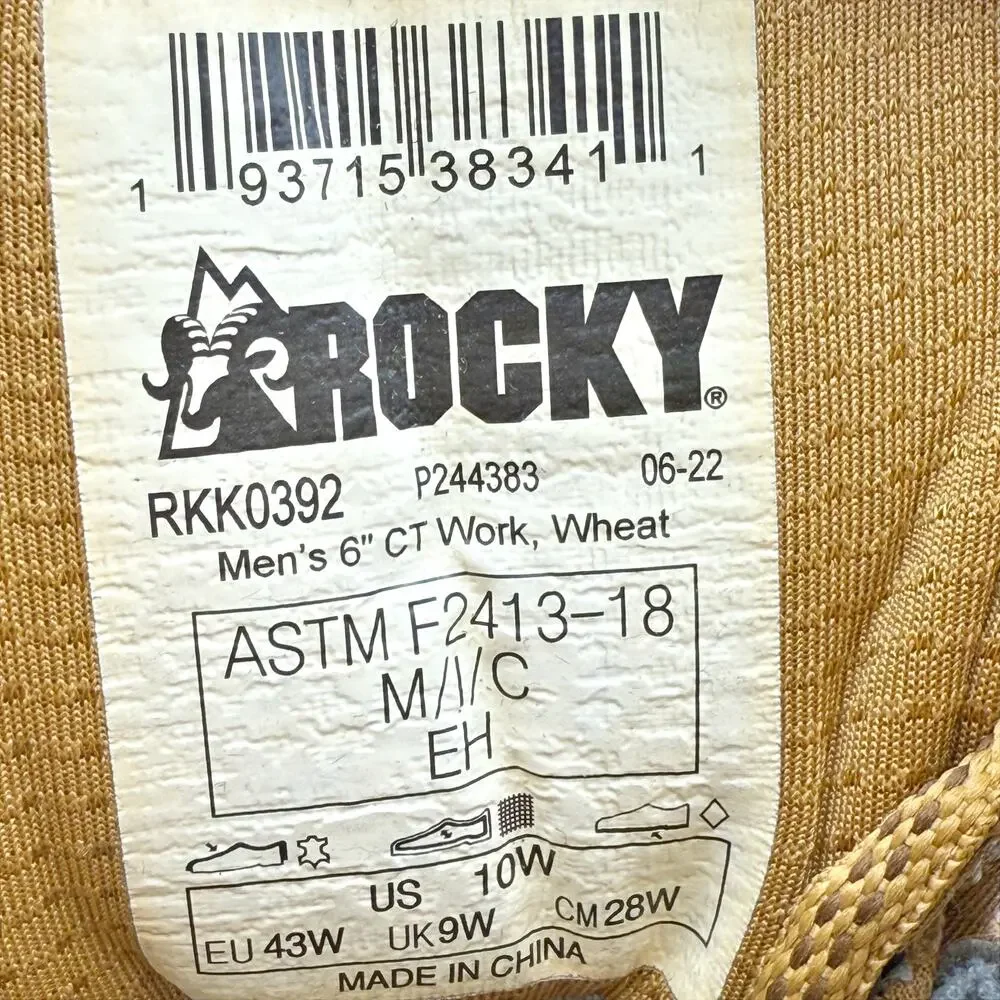 Rocky Mens Rams Horn Composite Toe Work Boot Size 10 Wide Brown Waterproof EUC